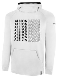ALBION DELAWARE  LIFESTYLE THERMA FLEECE HOODIE CENTER FRONT CHEST ALBION NATION GRID LOGO WHITE BLACK
