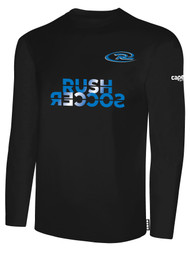 BASIC LONG SLEEVE TEE SHIRT BLACK WHITE MONOCHROME BLUE WHITE LOGO  - AM