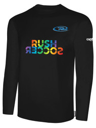 BASIC LONG SLEEVE TEE SHIRT BLACK WHITE MONOCHROME RAINBOW LOGO  - AM