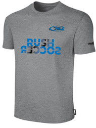 BASIC SHORT SLEEVE TEE SHIRT LIGHT HEATHER GREY MONOCHROME BLUE BLACK LOGO  - AM