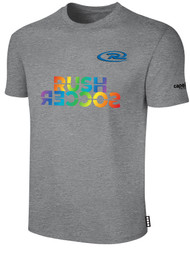 BASIC SHORT SLEEVE TEE SHIRT LIGHT HEATHER GREY MONOCHROME RAINBOW LOGO  - AM