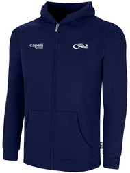 FLEECE FULL ZIP HOODIE -- NAVY WHITE  - AM