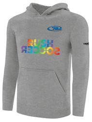 BASIC FLEECE HOODIE LIGHT HEATHER GREY MONOCHROME RAINBOW LOGO  - CAN