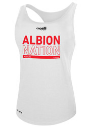 ALBION  BROOKLYN WOMEN'S RACER BACK TANK RED ALBION NATION LOGO CENTER FRONT CHEST WHITE