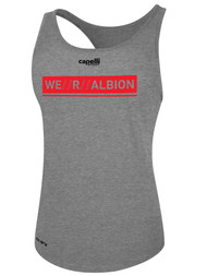 ALBION  BROOKLYN BASICS RACERBACK TANK W/ RED WE R ALBION BOX LOGO CENTER FRONT CHEST LIGHT HTH GREY