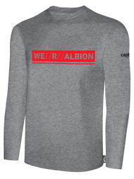 ALBION  BROOKLYN BASICS LONG SLEEVE TEE SHIRT W/ RED WE R ALBION BOX LOGO CENTER FRONT CHEST LIGHT HTH GREY