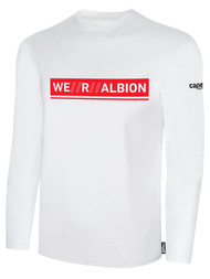 ALBION  BROOKLYN BASICS LONG SLEEVE  TEE SHIRT W/ RED WE R ALBION BOX LOGO CENTER FRONT CHEST WHITE