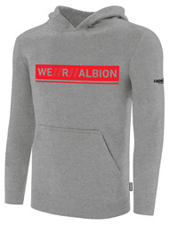 ALBION BROOKLYN BASICS FLEECE  PULLOVER HOODIE W/ RED WE R ALBION BOX LOGO CENTER FRONT CHEST LIGHT HTH GREY