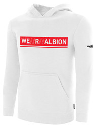 ALBION  BROOKLYN BASICS FLEECE PULLOVER HOODIE W/ RED WE R ALBION BOX LOGO CENTER FRONT CHEST WHITE