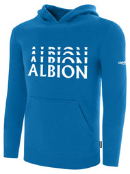ALBION  BROOKLYN   BASICS FLEECE PULLOVER HOODIE CENTER FRONT CHEST WHITE ALBION LOGO ALBION BLUE WHITE