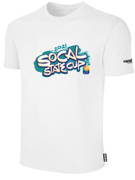 SOCAL STATE CUP SHORT SLEEVE COTTON T-SHIRT WHITE TEAL ORANGE LOGO CENTER CHEST