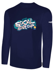 SOCAL STATE CUP LONG SLEEVE COTTON T-SHIRT NAVY WHITE TEAL ORANGE LOGO CENTER CHEST