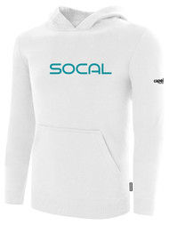 SOCAL STATE CUP FLEECE PULLOVER HOODIE WHITE BLACK TEAL TEXT LOGO CENTER CHEST