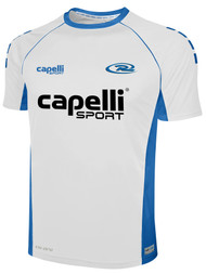 RUSH WISCONSIN WEST GRIFFON MATCH SHORT SLEEVE AWAY JERSEY --   WHITE BLUE