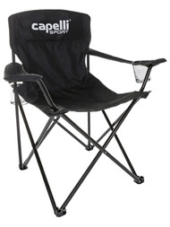 EAST COAST FC  FOLDING SOCCER CHAIR W/CUP HOLDERS AND CARRYING CASE BLACK WHITE