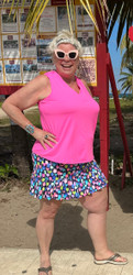 Top, Sleeveless V Neck Coolant Fabric Hot Pink