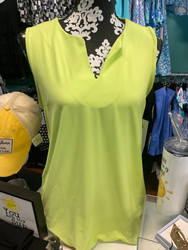 Top, Sleeveless Keyhole Key Lime Coolant Fabric LuLu B 