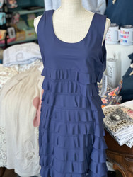Dress, Sleeveless Cha Cha Ruffle Navy Coolant Fabric LuLu B 