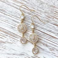 Earrings, Crystal Sparkling Gold USA Made