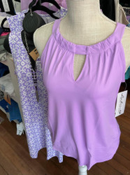 Top, MEDIUM LEFT Sleeveless Halter Style Lilac Coolant Fabric LuLu B 