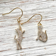 Earrings, Cat Studes Rhinestones USA Made