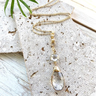 Necklace, Chandelier Crystal Gold USA Made 