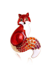 Pin, Broach Pendent Loop For Necklace Fox Golden Red