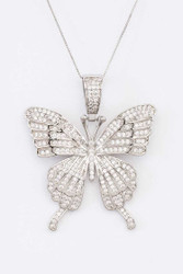 Necklace, Butterfly Pave Crystal Rhinestone