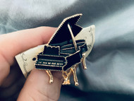 Pin, Brooch Piano Music Black