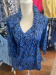 Top, Long Sleeve V Neck Ruffle LuLu B Coolant Fabric