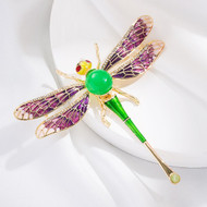Pin, Brooch Dragonfly Purple Green
