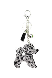 Keychain, Purse Clip Dog Black Clear Rhinestone 