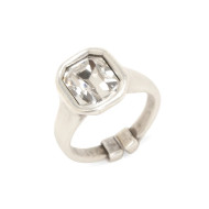 Ring, Handmade Swarovski Crystal Square Brass Coated .925 Silver 