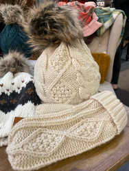 Mittens, Cable Knit Fleece Lined Cream
