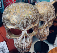 Skull, Gold Resin Day of Dead Halloween 