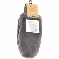 Mittens Faux Fur Fold Over Finger Convertible Fleece Lined CC Mitten Glove Dark Grey