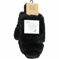 Mittens Faux Fur Fold Over Finger Access Fleece Lined CC Mitten Glove Black