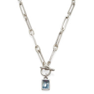Necklace, Chain Lt Blue Swarovski Crystal