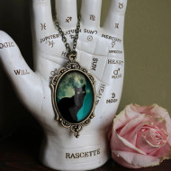 Necklace, Cat Full Moon Vintage USA Made