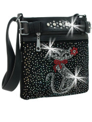 Purse, Shoulder Crossbody Cat Rhinestone