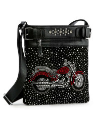 Purse, Crossbody Shoulder, Motorcycle Rhinestones 
