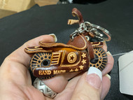 Keychain, Leather Motorcycle Brown