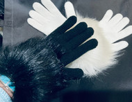 Gloves, Knit Faux Fur Cuff Black Made in Poland