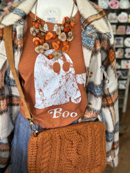 Purse, Cable Knit Cotton Rust Lined Crossbody Shoulder