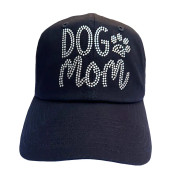 Cap, Baseball Dog Mom Rhinestone Black