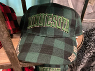 Baseball Trucker Cap, Minnesota Buffalo Plaid Embroidered Green