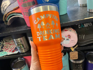 Tumbler, Insulated Etched Camping Campfire Drinking Team Orange 30 oz