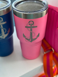 Tumbler, Insulated Etched Anchor Pink 30 oz