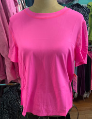Top, Short Sleeved Coolant Fabric SPF 50 LuLu B Hot Pink