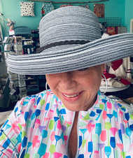 Hat, Boater Kettle Brim Black White